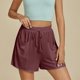 thumbnail image 5 of Pantalones Cortos de Piernas Anchas para Mujeres Lino de Color Sólido, Cintura Elástica Cómoda Longitud Regular, 5 of 8