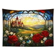 thumbnail image 5 of HVEST Stained Glass Floral Tapestry Wall Hanging Boho Sun and Red Flower Wall Tapestry for Bedroom Nature Landscape Tapestry for Living Room College Dorm Home Decor,60x40 inch, 5 of 5