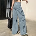 thumbnail image 3 of Girls Baggy Jeans Wide Straight Leg Elastic High Waisted Denim Pants Fashion Y2k Boyfriend Skater Streetwear 8-14Y Cute Jeans for School Girls, 3 of 5