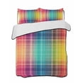 thumbnail image 2 of Colorful Plaid Full Size Down Alternative Comforter, Lightweight Comforter Quilt Bedding Set with Pillow Shams Modern Chic Rainbow Gradient Striped All Seasons Bed Comforter Duvet Insert 78"x90", 2 of 7