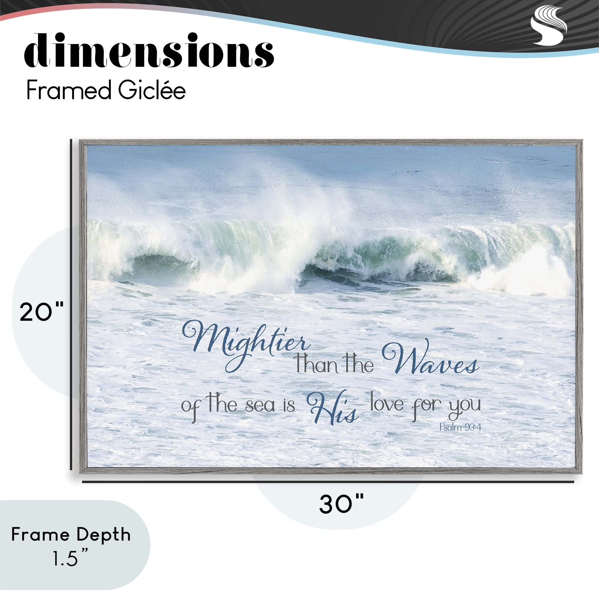 Stupell Industries Mightier Than The Waves Gray Framed Giclee Art, design by Kathy Mansfield