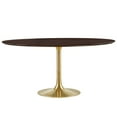 thumbnail image 3 of Modway Lippa 60" Round Wood Grain Dining Table in Gold Cherry Walnut, 3 of 7