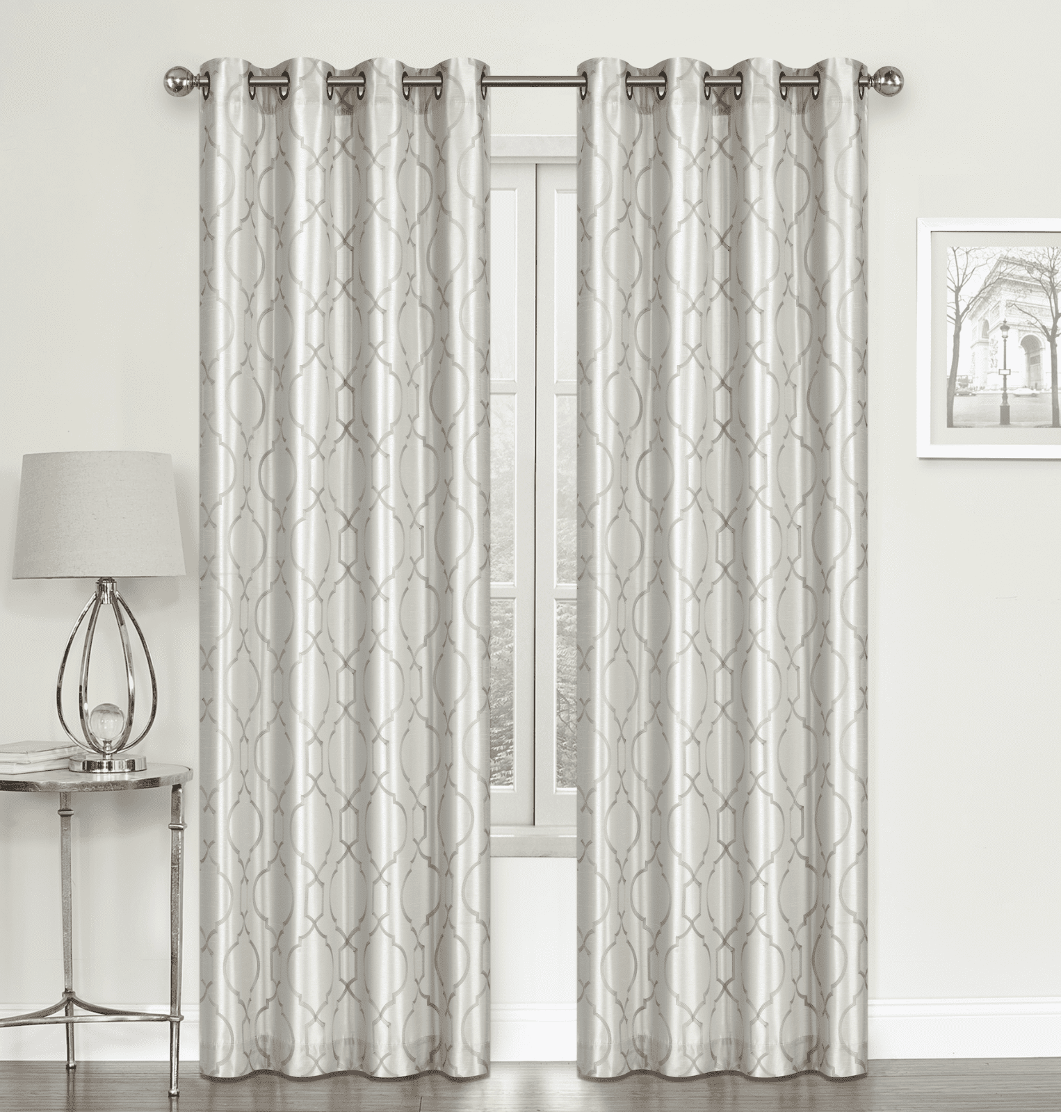 Kate Aurora Living 2 Pack Embroidered Lattice Grommet Top Curtains - Assorted Colors