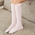thumbnail image 4 of fnnxnal Pink Knee High Socks for Girls with Bow, Cotton Breathable Seamless Toe, School Uniform Style, Sizes 3-4/5-6/7-8,Size 7-8T, 4 of 8