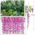thumbnail image 5 of Sinhoon 12 Pack 1 Piece 3.6 Feet Artificial Fake Wisteria Vine Ratta Hanging Garland Silk Flowers String Home Party Wedding Decor (Purple red), 5 of 7