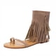 thumbnail image 2 of Sandalias romanas con punta de jersey y cremallera lateral plana, transpirables, informales, vintage, para mujer Wmkox8yii  nm2436, 2 of 5