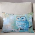thumbnail image 3 of Blue Owl Throw Pillow Cover 20 x 26 Inch Decorative Pillow Cover Watercolor Flower Bird on Branch Lumbar Pillowcase Seasonal Rectangle Cushion Case for Couch Sofa Bed Living Room, 3 of 7