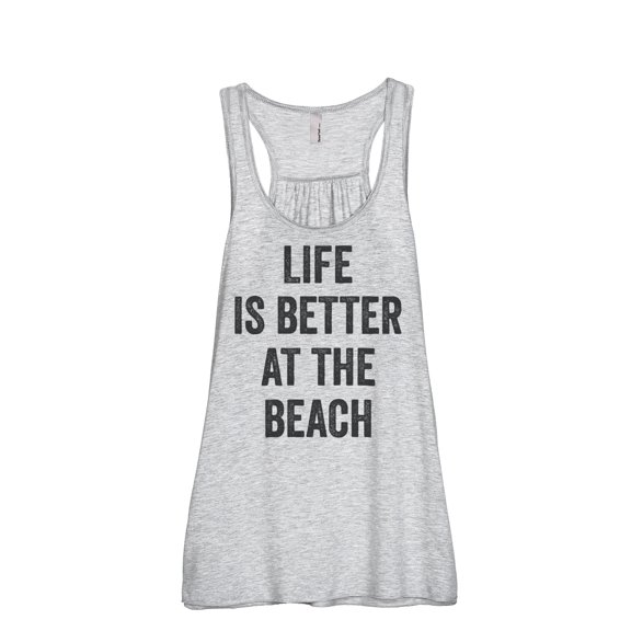 Life Is Better At The Beach Women's Fashion Sleeveless Flowy Racerback Workout Yoga Tank Top Sport Grey Medium