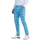 thumbnail image 4 of Pantalones de traje de hombre de corte regular de cuadros Inspire Chic, con frente plano y cintura elástica, 28 Azul Brillante, 4 of 6