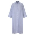 thumbnail image 4 of Njoeus Women's Long Sleeve Striped Shirt Dress Cotton Buttons Down Casual Loose Maxi Dresses, 4 of 8