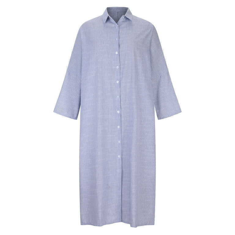 chinese dress ladies Slip On Linen Shirt Dress main image 0
