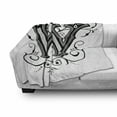 thumbnail image 3 of Letter W Soft Flannel Fleece Throw Blanket, Capitalized Typography Symmetrical Ornaments Abstract Artwork Lines Dots, Cozy Plush for Indoor and Outdoor Use, 50" x 70", Black Grey White, by Ambesonne, 3 of 6
