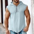 thumbnail image 2 of HBGVBA Men's Hoodie Tank Tops,Summer Casual Sleeveless Blouse,Linen Shirt Hooded Solid Color Quarter Zip Casual Sports Top, 2 of 5