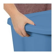 Sterilite Large Storage Bin, 18 Gallon Durable Plastic Storage Tote with Snap-on Lid, Light Blue, 8 Pack