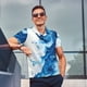 thumbnail image 4 of Balery Blue White Fluid Art Camisa Polo de Hombre con Estampado, de Manga Corta y Tejido Medio, Camisa Tipo Golf Polo-X-Large, 4 of 6