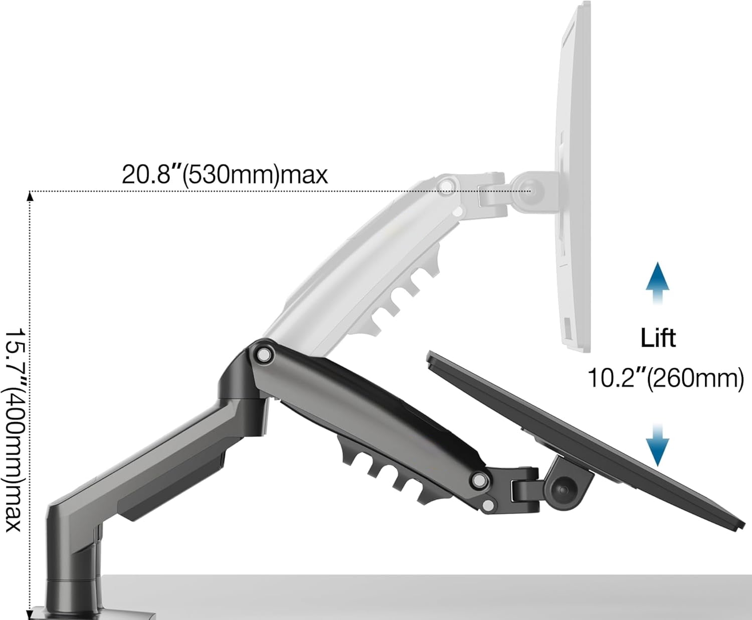 REHISK Ergonomic Dual Monitor Mount for Maximum 32" Screen