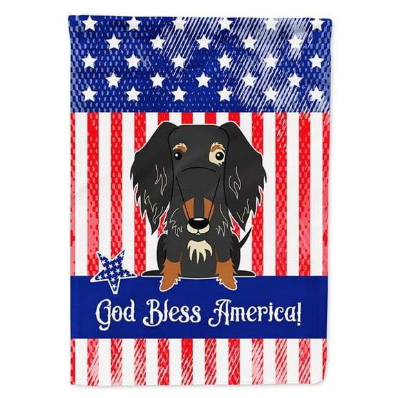 Carolines Treasures BB3123CHF Patriotic USA Wire Haired Dachshund Dapple Flag Canvas House Size