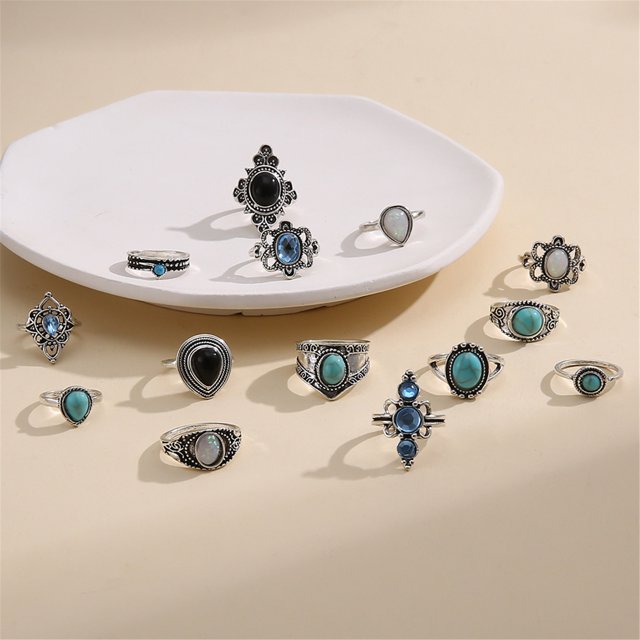 14PCS Anillos Anillos de estilo étnico con diamantes Conjunto de anillos de mujer Anillo de moda de uñas Wmkox8yii shlkj1162