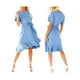 thumbnail image 5 of Txlixc Vestido Midi de Verano para Mujer Color Sólido Manga Corta Dobladillo Irregular Vestido con Cinturón Txlixc  Moda, 5 of 6