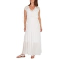 thumbnail image 1 of Luxology Womens Crochet Shoulder Sleeve Dress Medium White, 1 of 2