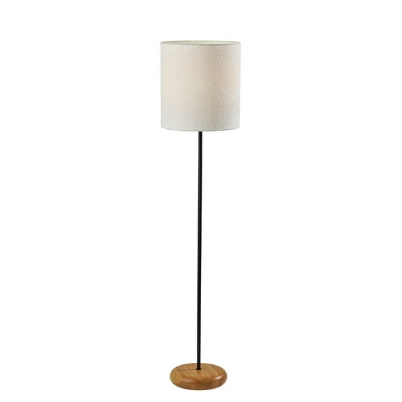 Adesso Brielle 62" 3-Way Black Decorative Floor Lamp with White Boucle Drum Shade