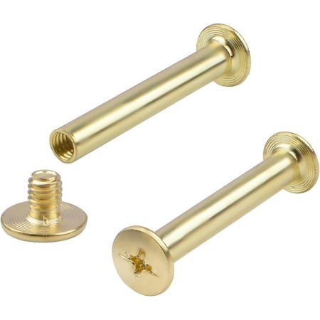 

Binding Chicago Screws 30Pcs Brass Plated Binding Screw Binder Post Durable Cross Head Chicago Screws 0.19x1.37inch/5mm x 35mm
