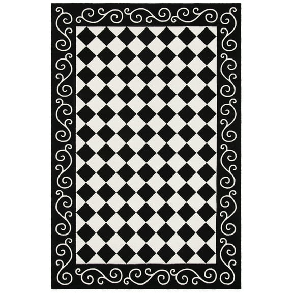 SAFAVIEH Chelsea Marilou Bordered Wool Area Rug, Black/Ivory, 8' x 10'