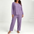 thumbnail image 7 of Nugftut Women Plus Size Pajama Sets Long Sleeve Top and Wide Leg Pants 2 Piece Soft Lounge Pjs Summer Fall Loungewear, 7 of 7