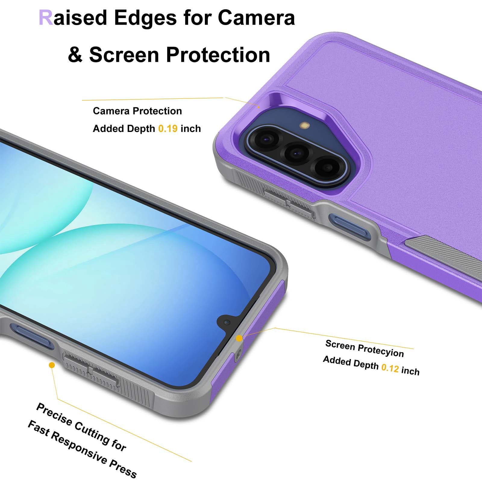 NJJEX Samsung Galaxy A17 5G Case,Sturdy Phone Case for Samsung A17 5G, Shockproof Protection Heavy Duty Armor Hard Plastic & Rubber Rugged Bumper 2-in-1 Case Cover-Purple