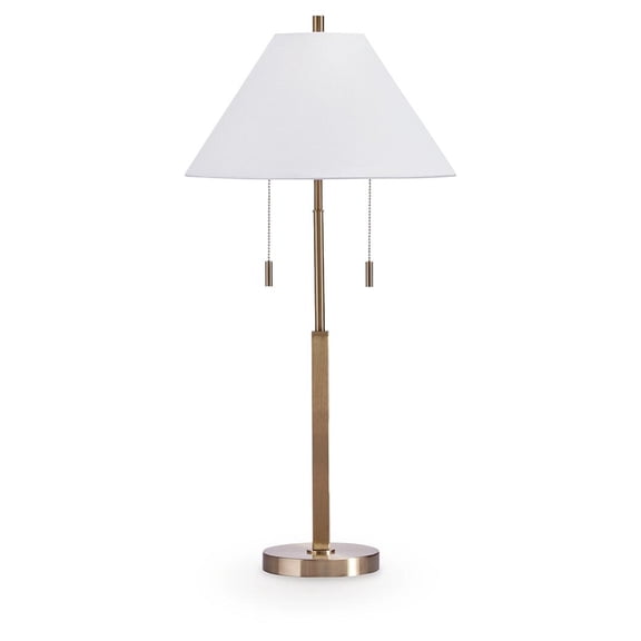 Signature Design by Ashley Haigwood Metal Table Lamp, Antiqued Gold Finish, 30.5" Height, Empire Shade