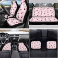 thumbnail image 2 of Yuyamidu Cherry Car Seat Cover Set of 15 Daisy Front Back Seat Cover with Car Floor Mats Pink Steering Wheel Cover Seat Belt Pad Handbrake Cover Set Coasters, 2 of 6