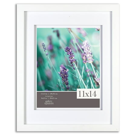 Gallery Solutions 11x14 White Picture Frame with Double Mat For 8x10 Photo