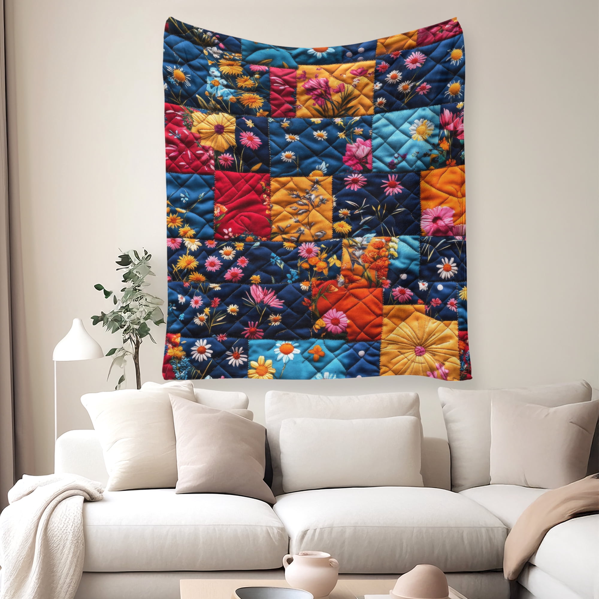 Flannel Fleece Twin Blanket, Soft Large Twin Blanket, Lightweight Cozy Plush Twin Blanket Fit Sofa Bed, 60"x80", Patchwork Floral Pattern