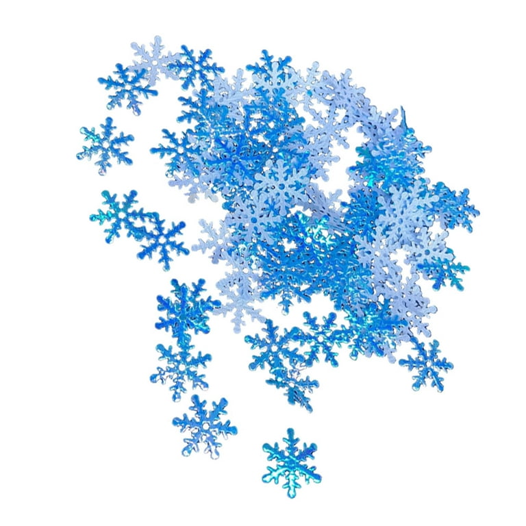 400pcs Creative Snow Shaped Confetti Plastic Snowflakes Confetti  Lightweight Snowflake Slices for Christmas Party (3.5cm Blue-100pcs, 2cm