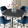 thumbnail image 3 of Black Geometric Round Fitted Tablecloth with Elastic Edge, Waterproof Table Cloth Table Cover for 45"-54" Tables, White Greek Key Design Burlap Modern Art Tablecloths for Dining Picnic Indoor Outdoor, 3 of 9