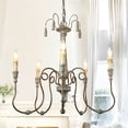 thumbnail image 3 of LNC 5-Light French Country Distressed White Candle shade and Bronze Empire LED Chandelier, 3 of 11