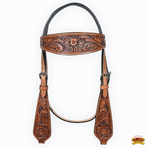 Hilason Western Horse American Leather Headstall Tan