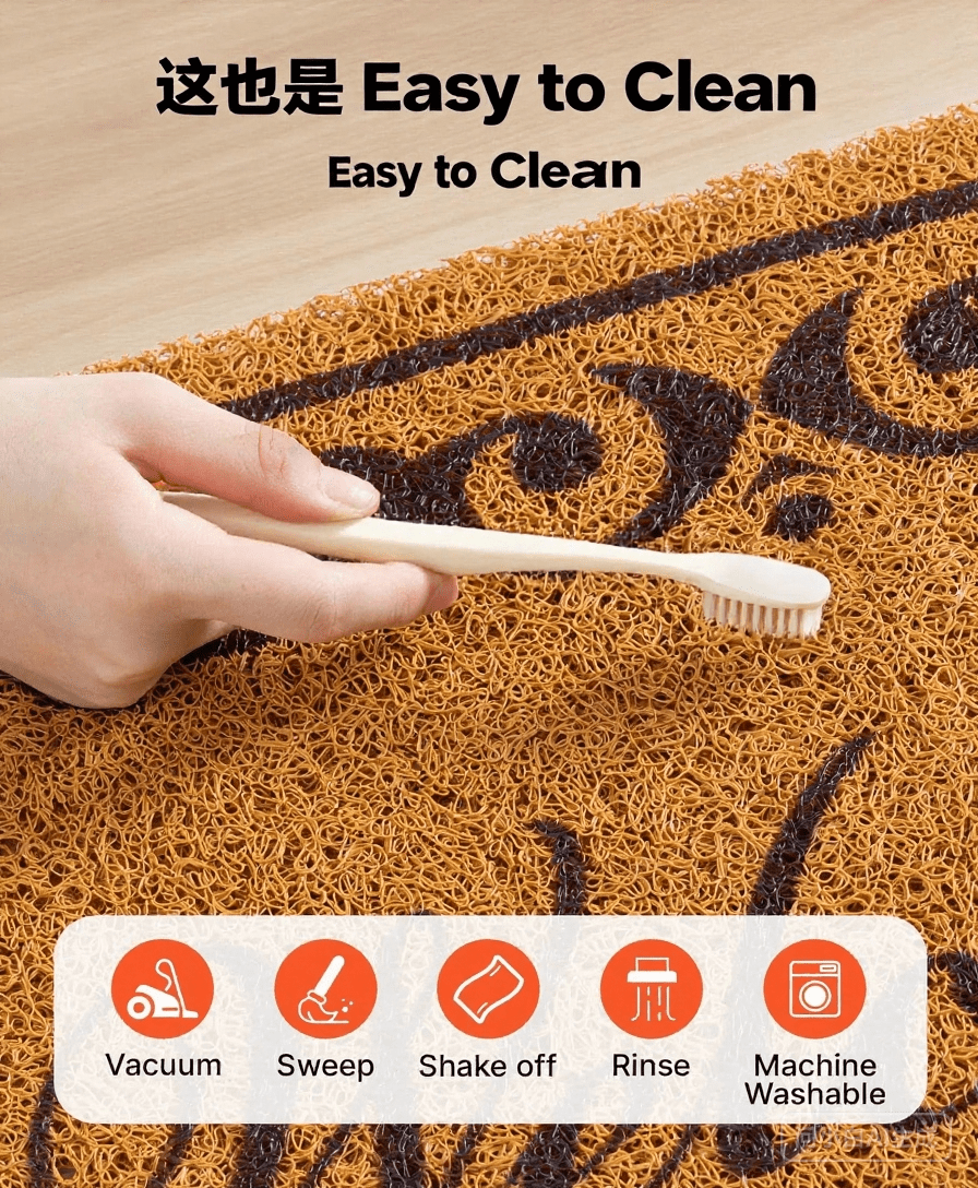 Door Mat, Welcome Doormat for Outdoor Entrance, 29.5" x 17" All-Weather Faux Coir Entryway Mat with Non-Slip Backing, Low-Profile & Easy-to-Clean Front Door Mats for Garage, Backyard, Patio