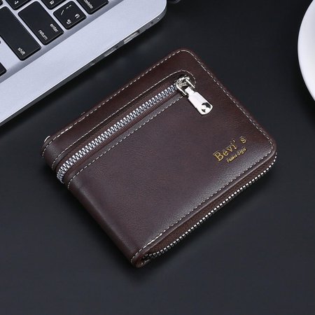 New Men s Business Wallet Classic Zipper Multi Card Short Wallet PU Leather Card Holder Large Capacity Money Coin Purse
