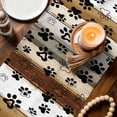 thumbnail image 4 of Brown Paw Print Table Runner, Vintage Farmhouse Country Wooden Grain Washable Cotton Linen Table Runners 48 Inches Long, Dresser Scarf Runner for Nightstand/Coffee/End Tables 13''x48'', 4 of 8