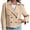 Beige, variant on Double Breasted Women Solid Color Casual Crop Trench Coat Lady Office Jacket with Pocket
