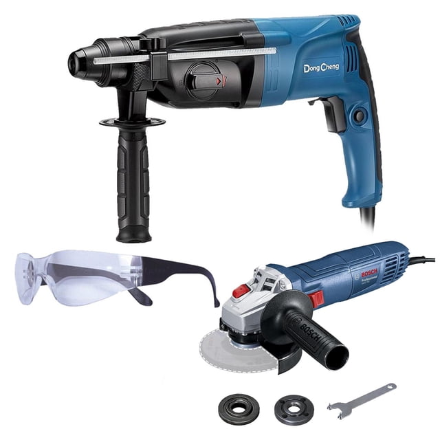 Miniesmeril GWS 700 DongCheng + Rotomartillo SDS Plus 800W DC azul Estandar
