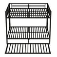 thumbnail image 5 of Bellemave Queen Over Queen Size Bunk Bed with Trundle Triple Metal Bunk Bed Frame with 2 Ladders and Guardrails Space-saving Bunk Beds for 3 (Black), 5 of 10