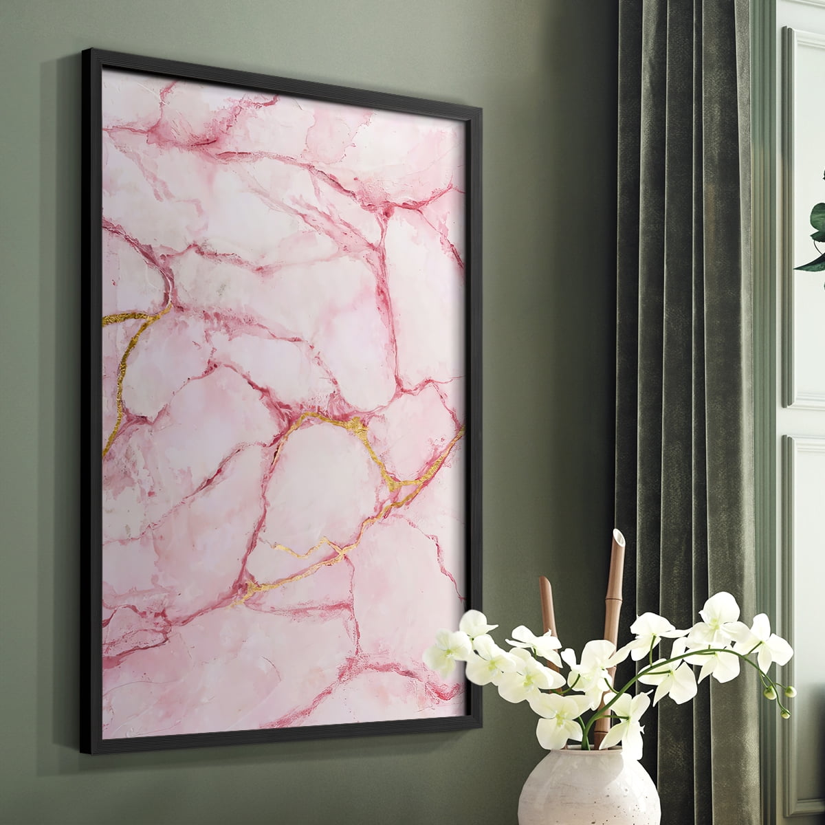 Rose Marble I in Black Solid Wood 8 x 10 Framed Print