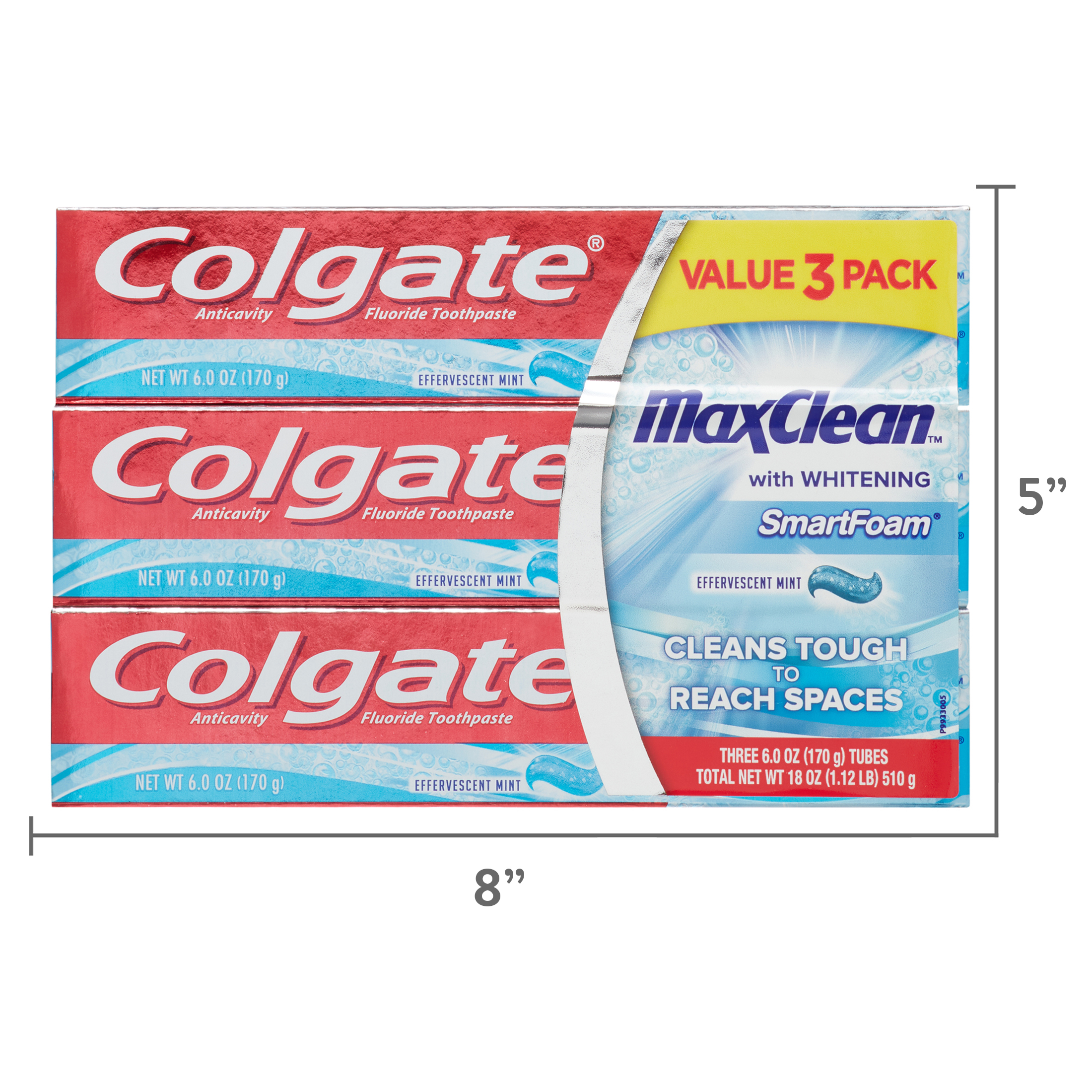 Colgate MaxClean SmartFoam Toothpaste Effervescent Mint - 6.0 Ounce (3 Pack) - image 4 of 12