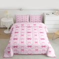 thumbnail image 2 of Homewish Fashion Pink Ribbon Queen Comforter Set for Teen, Princess Bow-tie Bow Bedding Sets, Cute Cartoon Bowknot Reversible Bedding Comforter Set, Super Cozy Room Decor, 3 Pieces, 2 of 8