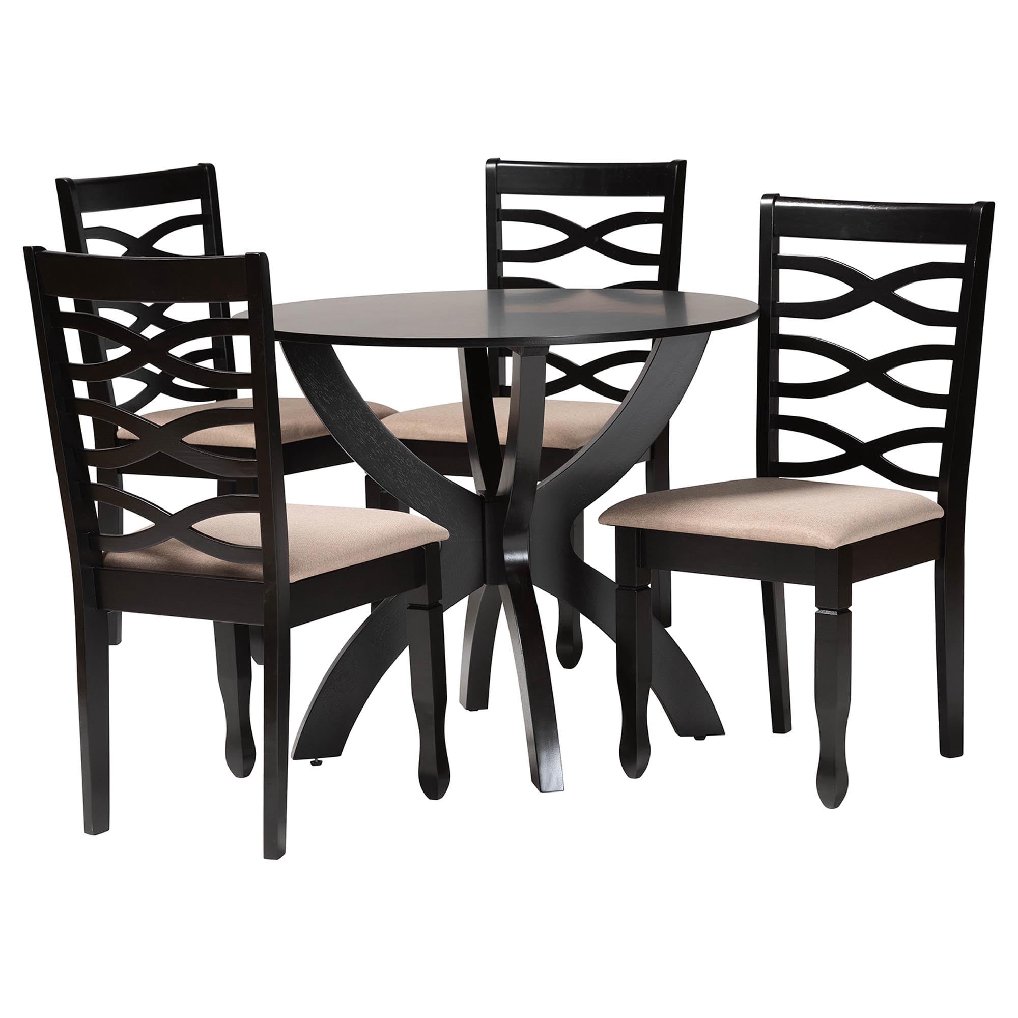 Baxton Studio Aspen Modern Dining Set, 5-Piece Set, Dark Brown