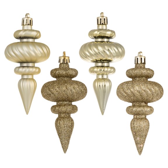 Vickerman 4" Champagne 4-Finish Finial Ornament, 8 per Box
