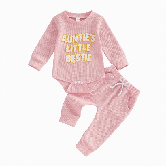 Staki Neutral Baby Clothes Fall Outfit Infant Baby Boy Long Sleeve Bodysuit Shirt Pants 2pcs Suit Clothes Set 6 12 Months(Pink, 6-12 Months)