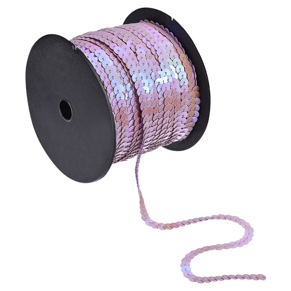 Unique Bargains 100Yards 6mm Flat Sequin Strip Spangle Paillette String Sequin Trim Purple